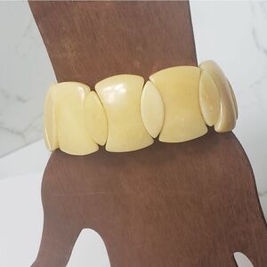 LEE SANDS Cut Polished Stone Stretch Bracelet